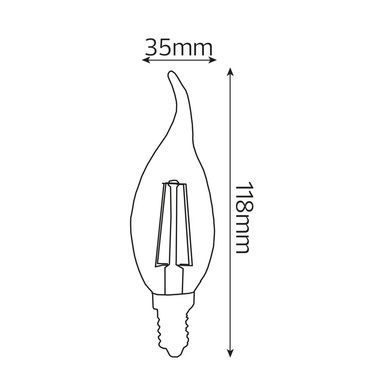 LED лампа филаментная 6Вт E14 4200K C37 118х35мм серия STANDART
