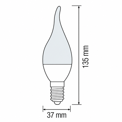 LED лампа 10Вт E14 6400K C37 135х37мм серія STANDART