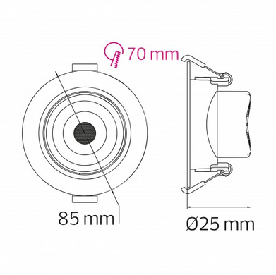 Карданный LED светильник 5W с переключателем цвета 3000K 4000K 6500K IP20 серия PROFESSIONAL