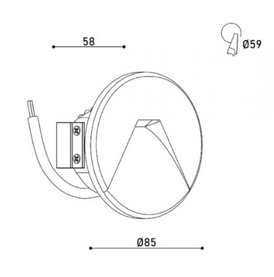 Сходовий LED світильник 3Вт 3000К &Oslash;85х59мм серія PROFESSIONAL