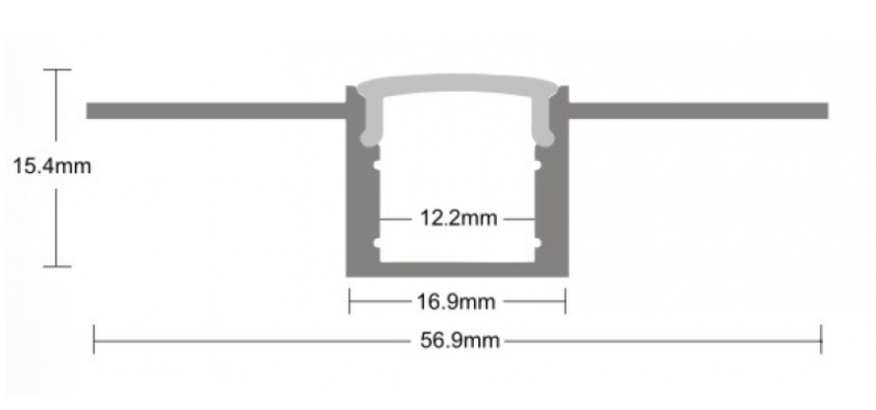 Алюмінієвий профіль врізний 3000*16,9*15,4 мм