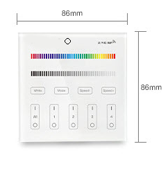 Настінний смарт пульт ДУ 4-х зональний RGB/RGBW 2хAAA серія PROFESSIONAL