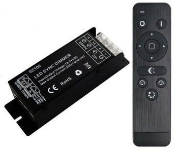 Пульт дистанційного керування+контроллер RF 2.4GHz 1-зонний DIM, 12-24V/DC 1*25A, 1*300-600W, RF 2.4GHz KLOODI KD-HX-RFBT001-DIM