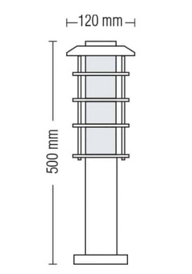 Садово-парковый светильник для ламп 1xE27 Ø120х500мм серия Standart