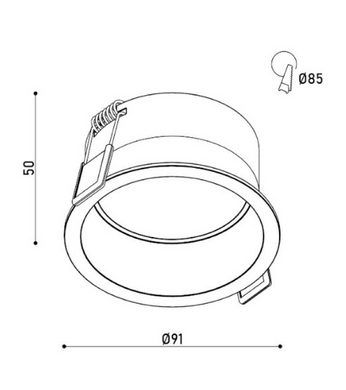 Точечный врезной LED светильник 12Вт 3000K 4000К &Oslash;90х48мм IP44 серия PROFESSIONAL
