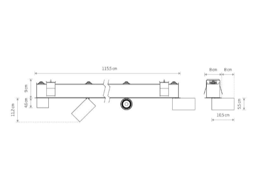 Спот поворотный под лампу Nowodvorski 4xGU10 115х1280х195мм серия PROFESSIONAL