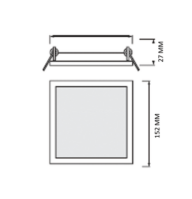 LED светильник встроенный 12W с переключателем цвета 3000K 4000K 6500K квадрат серия STANDART