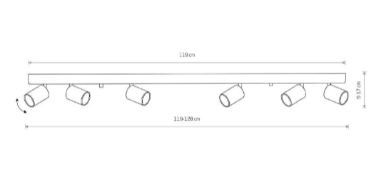 Спот поворотный под лампу Nowodvorski 6xGU10 170х41280х210мм серия PROFESSIONAL