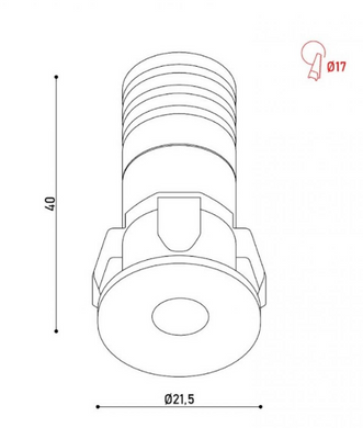 Точковий врізний LED світильник 1Вт 2700К &Oslash;22х40мм IP20 серія PROFESSIONAL