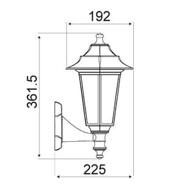 Фасадный светильник для ламп 1xE27 361,5х192х225мм серия Standart
