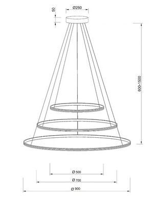 Кільцевий LED світильники 126Вт 3000К 4000K IP20 &Oslash;500/&Oslash;700/&Oslash;900х600-1500мм серія PROFESSIONAL білий/чорний/алюмінієвий