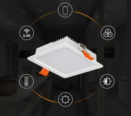LED светильник встроенный 9W RGB+CCТ+2700-6500К квадрат серия PROFESSIONAL