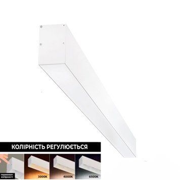 Линейный профильный LED светильник 40Вт с переключателем цвета 3000К 4000К 6500К 1200х50х75 мм белый серия Standart