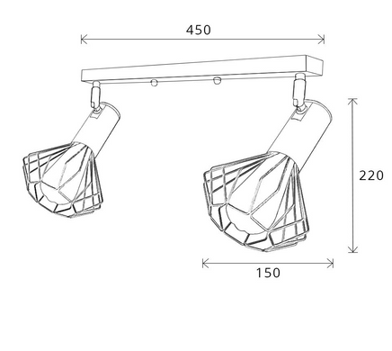 Спот поворотный под лампу 2xE27 450х220мм серия STANDART