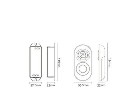 Пульт управления + контроллер димер 12A 1 зона RF 433MHz серия Standart