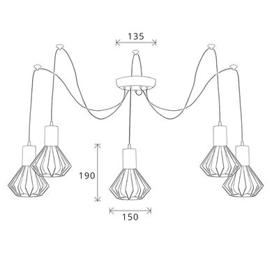 Люстра павук Diadem на п'ять плафонів NL 2215-5