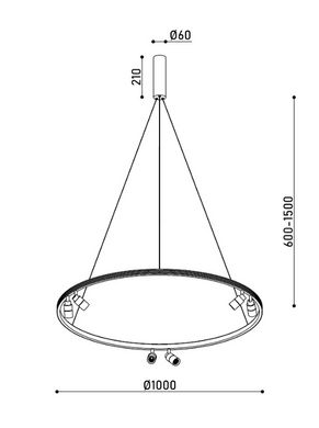 Кольцевой LED светильники 30Вт 3000К 4000К IP20 &Oslash;1000х600-1500мм серия PROFESSIONAL белый/черный