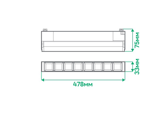 Однофазний трековий LED світильник книжка 20Вт 4000К IP40 серія STANDART
